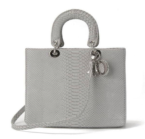 replica jumbo lady dior snake leather bag 6322 grey